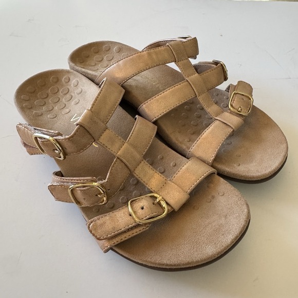 Vionic Misa Rose Gold Women's Size 8  Hook & Loop Slip On Three Strap Sandals - Picture 10 of 13